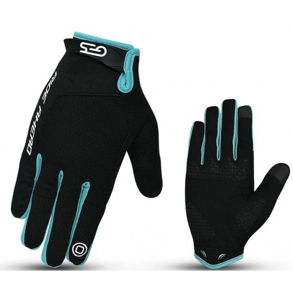 Guantes Largos Ciclista Ges Gel Pro Celeste-negro