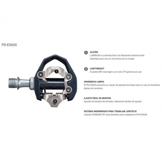 Pedales Shimano PD-ES600 Spd Road Calas SM-SH51 - Imagen 2